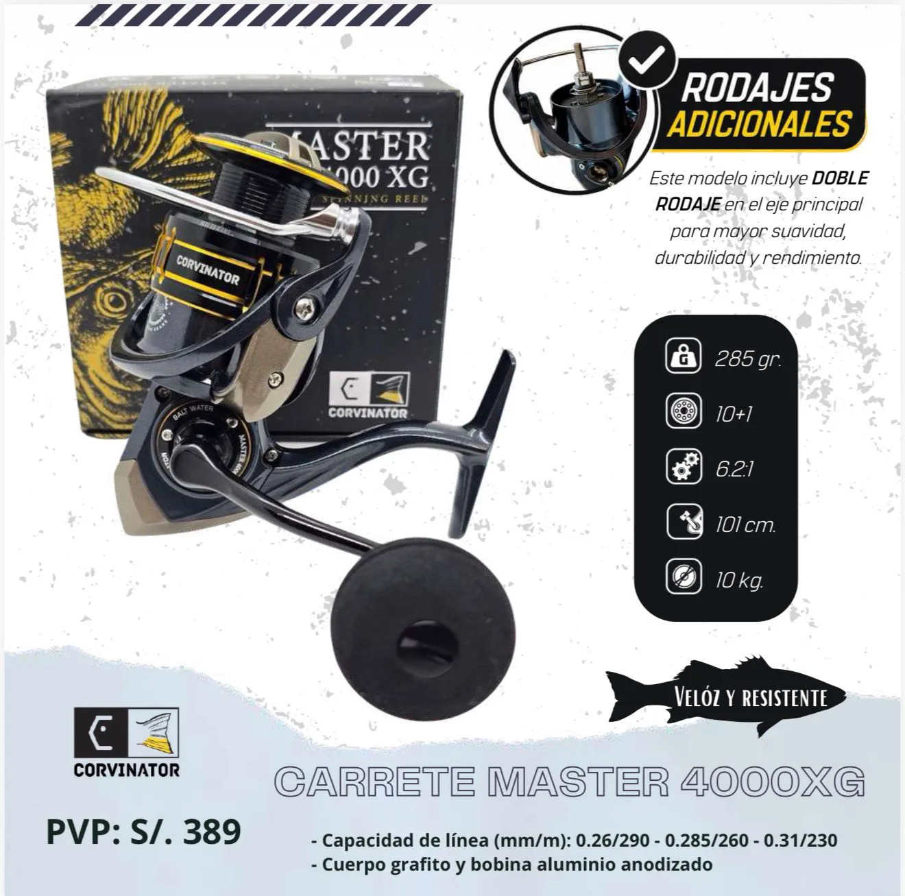 CARRETE CORVINATOR MASTER 4000XG